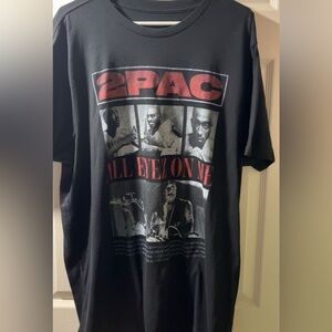 Tupac Black Graphic Men's Tee with Red Accents